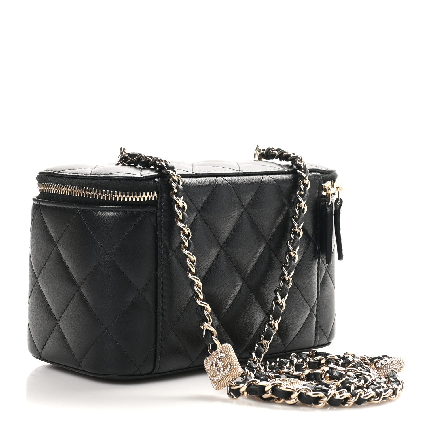 Chanel Lambskin Quilted Small Vanity Case With Chain Black 3 of 11