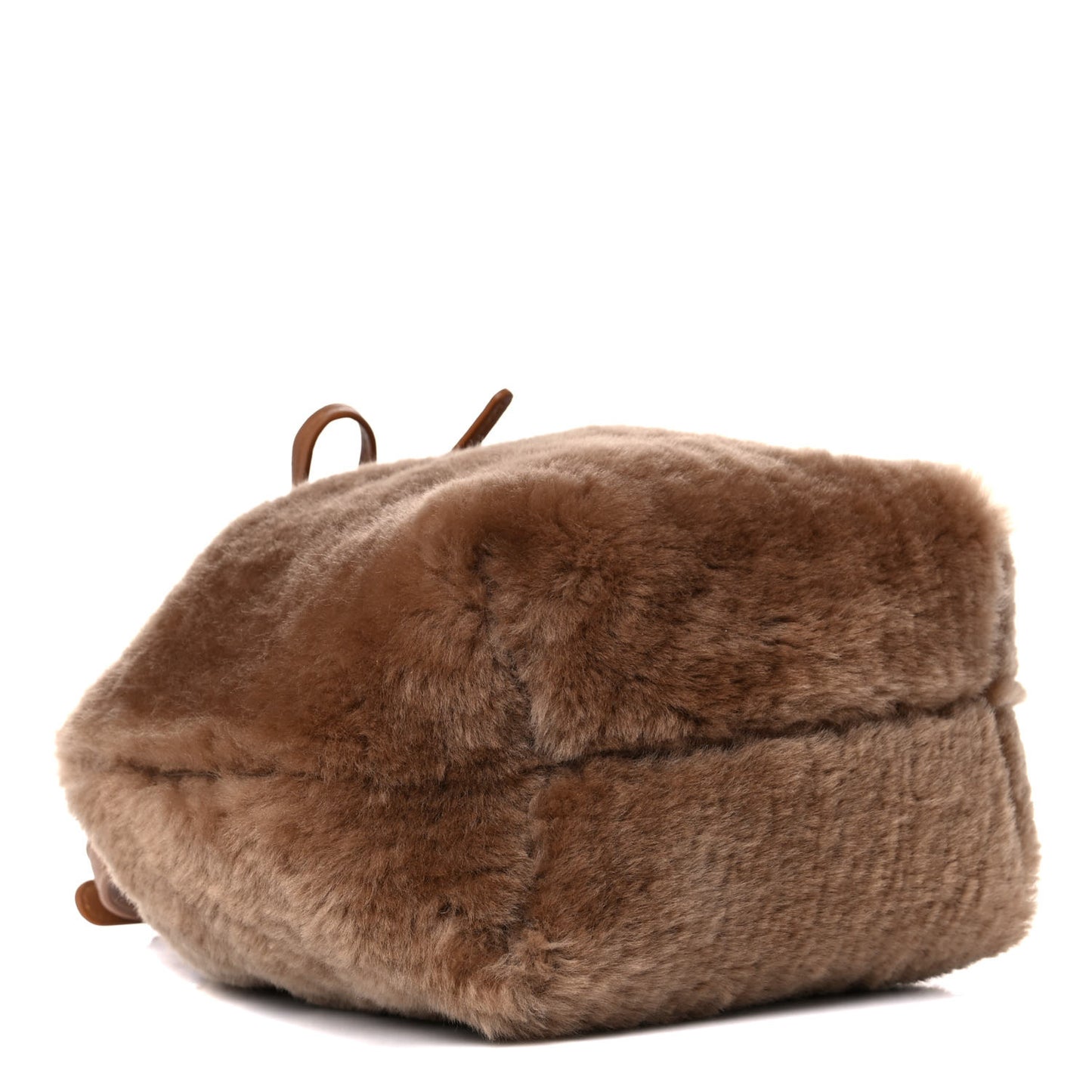 Shearling Mini Bucket Bag Camel