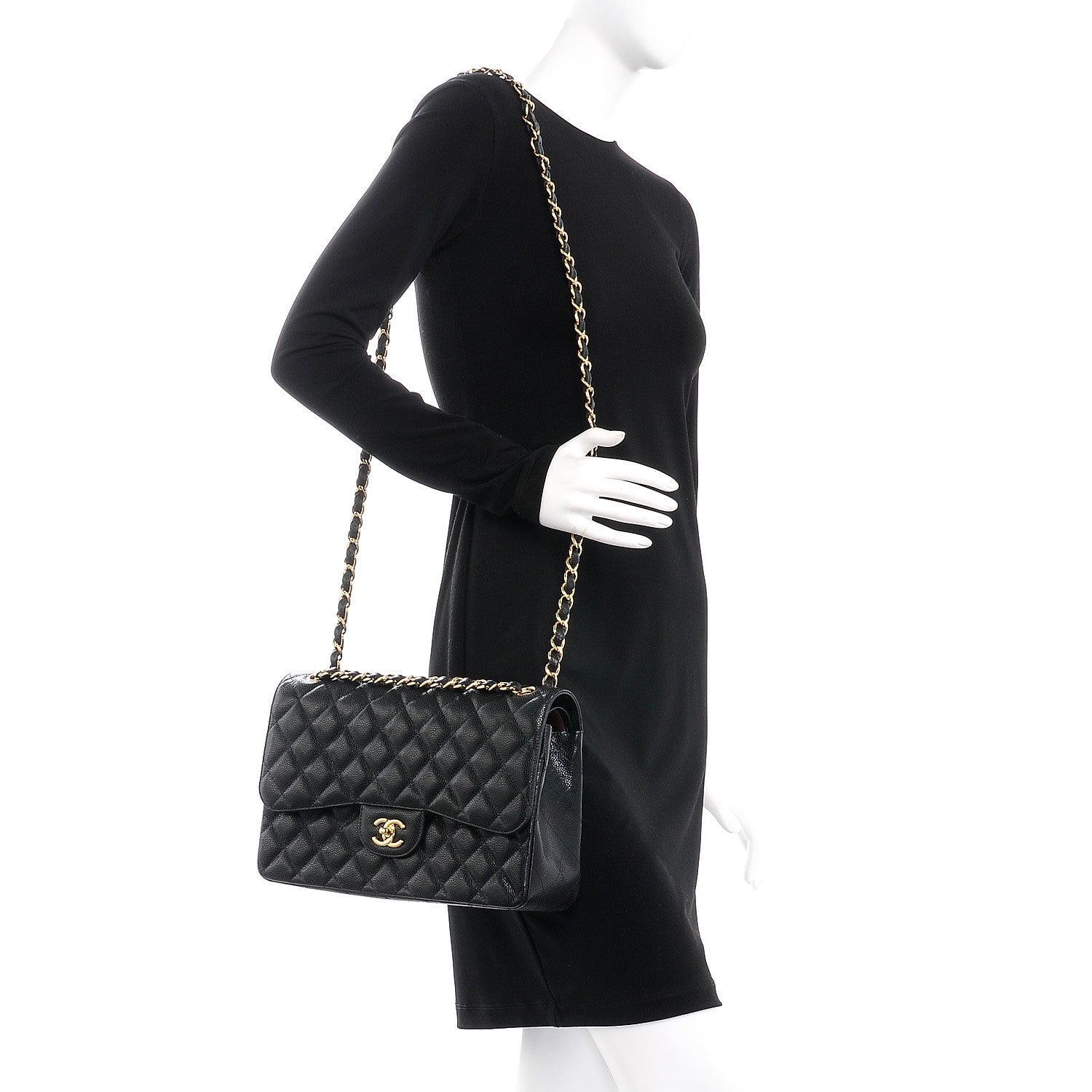 Chanel Caviar Quilted Jumbo Double Flap Black 3 of 9