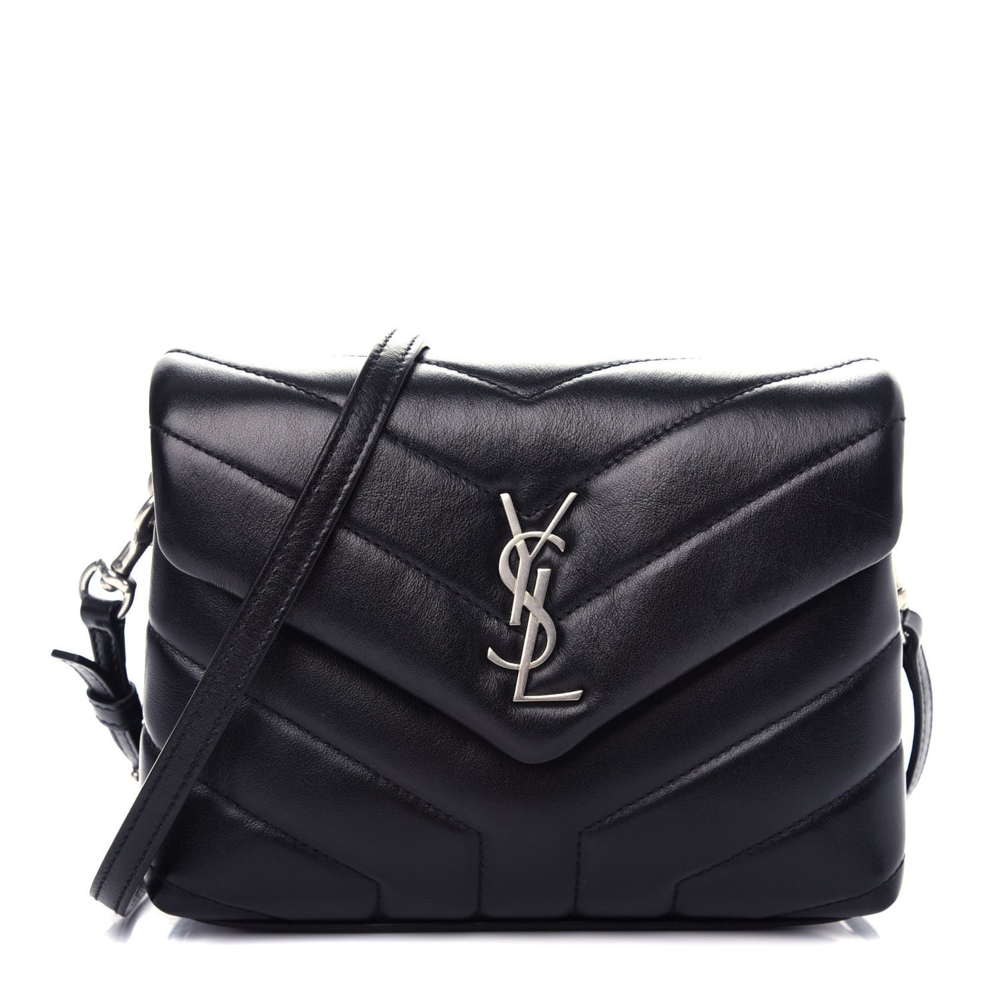 Calfskin Y Quilted Monogram Toy Loulou Crossbody Bag Black