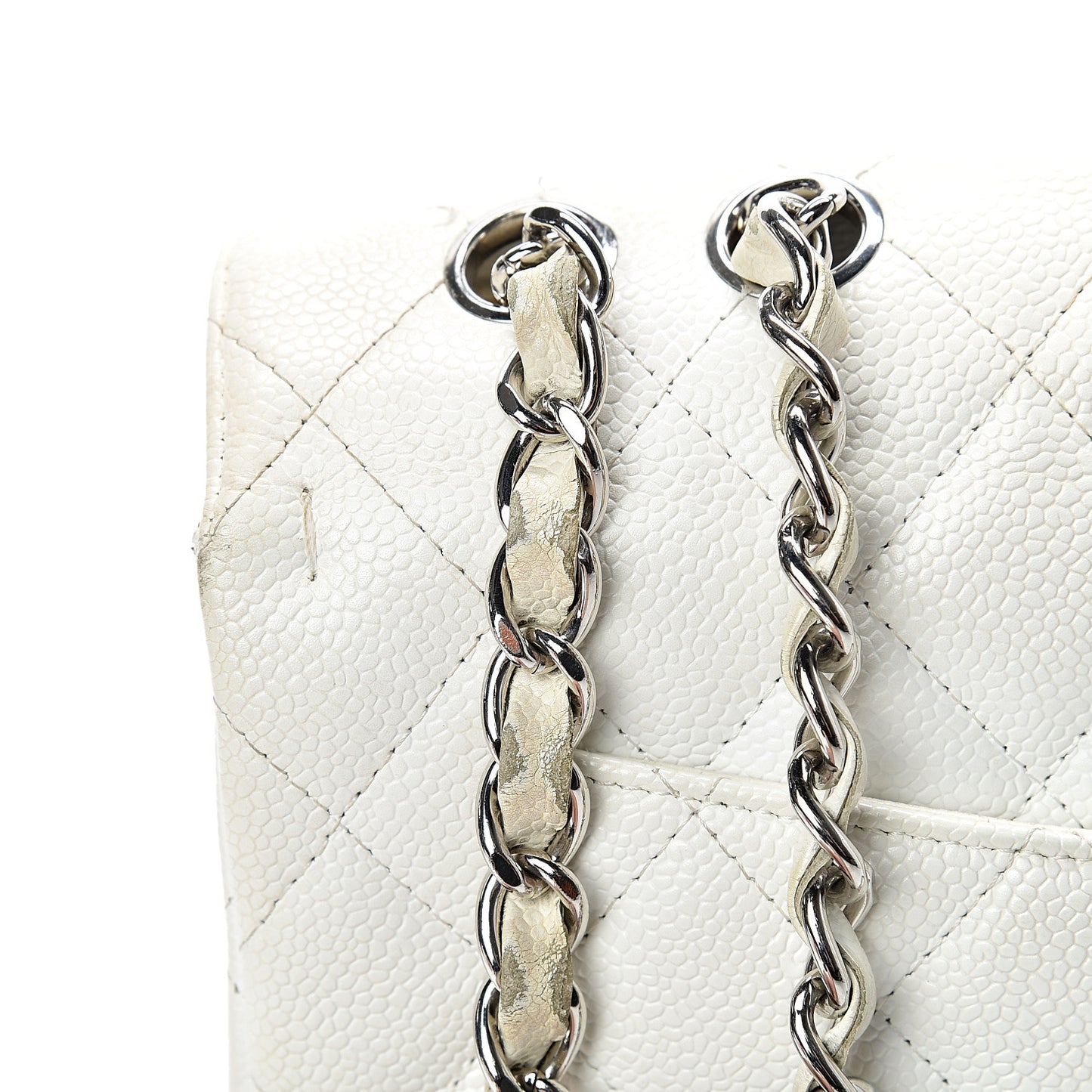 Caviar Quilted Jumbo Single Flap White