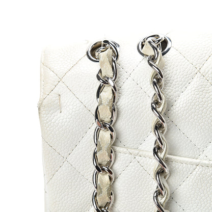 Chanel Caviar Quilted Jumbo Single Flap White 20 of 26