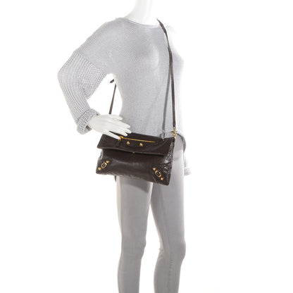 Balenciaga Agneau Giant 12 Gold Hardware Envelope Strap Clutch Charbon 2 of 10