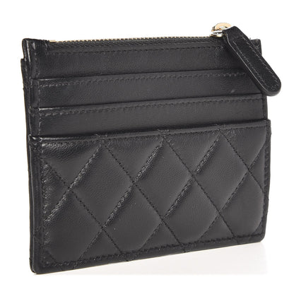 Chanel Lambskin Quilted Zip Card Holder Black 3 of 7