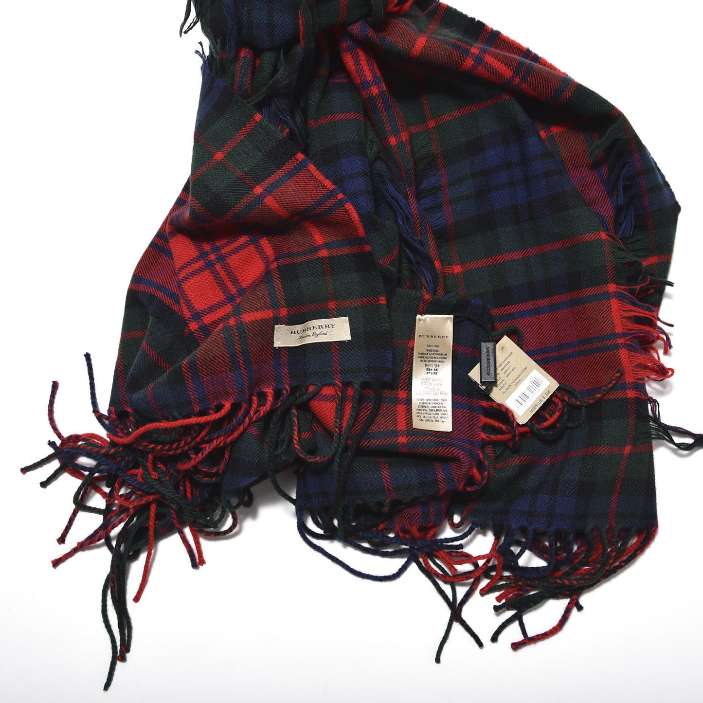 Wool Cashmere Tartan Oversized Filcoupe Scarf Bright Red