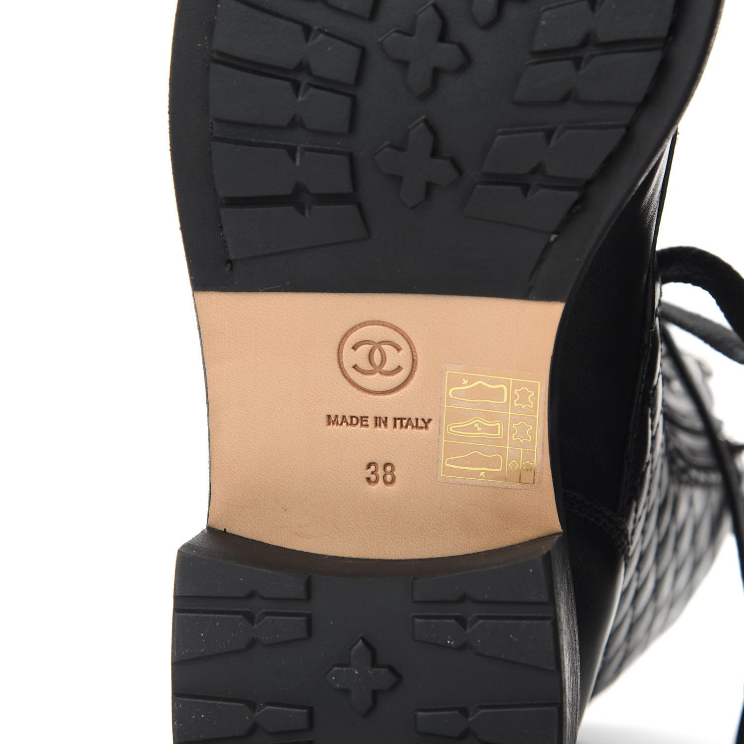 Chanel Calfskin Quilted Lace Up Combat Boots 38 Black 6 of 8
