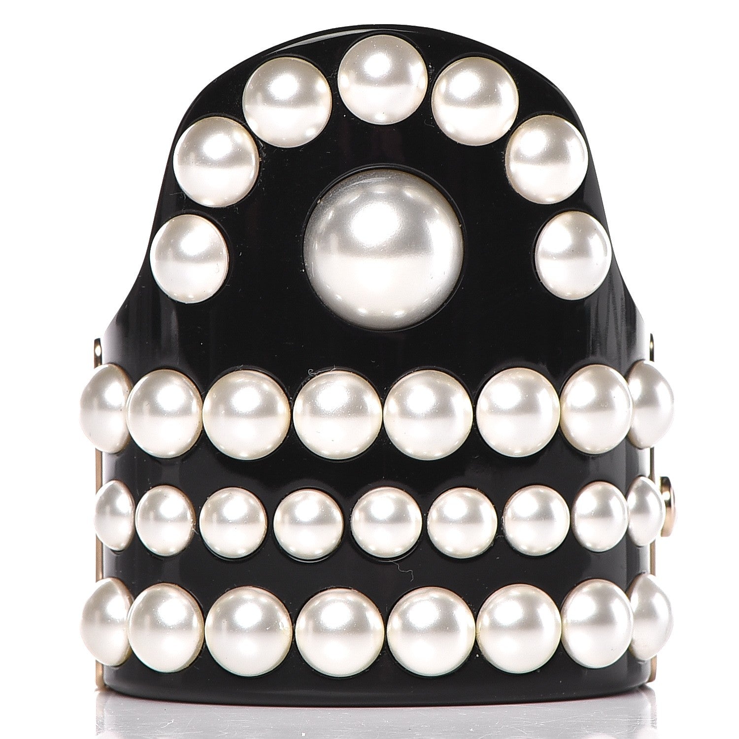 Chanel Resin Pearl CC Cuff Black 3 of 5