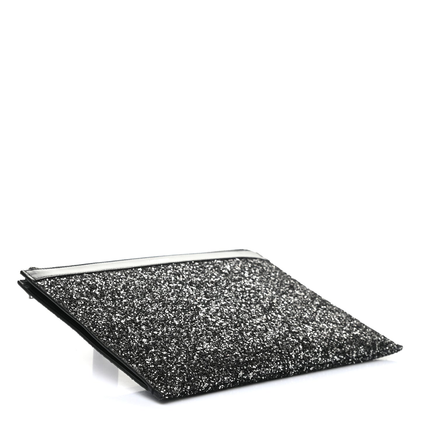 Calfskin Glitter Zipped Tablet Holder Black
