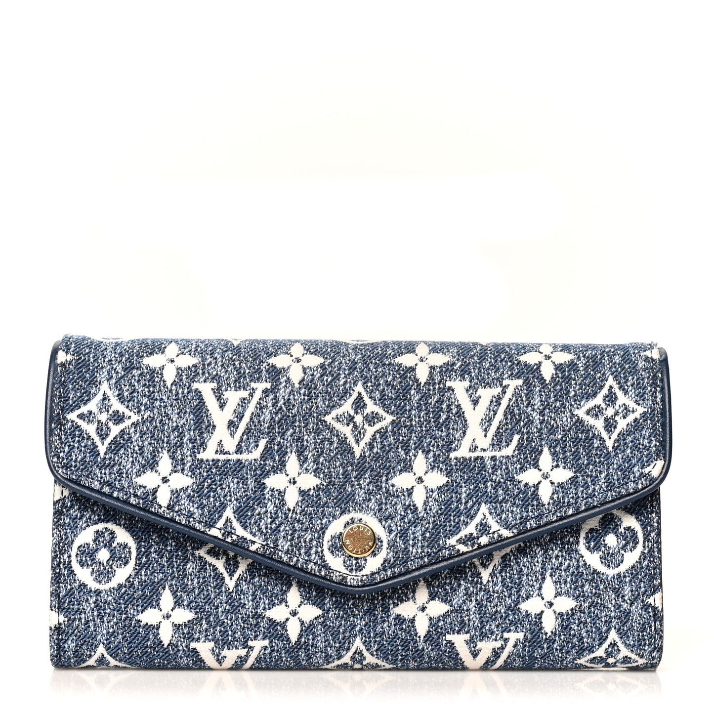 Monogram Jacquard Denim Sarah Wallet Bleu