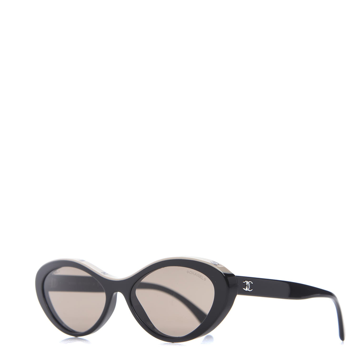 Chanel Acetate Oval Sunglasses 5416 Black Beige 1 of 8