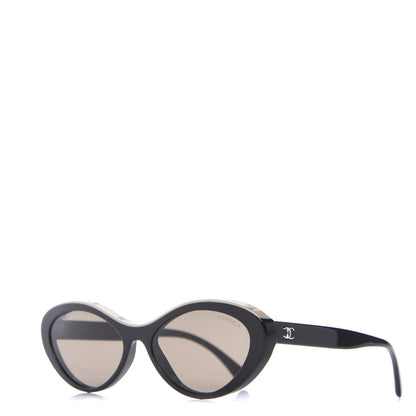 Chanel Acetate Oval Sunglasses 5416 Black Beige 1 of 8