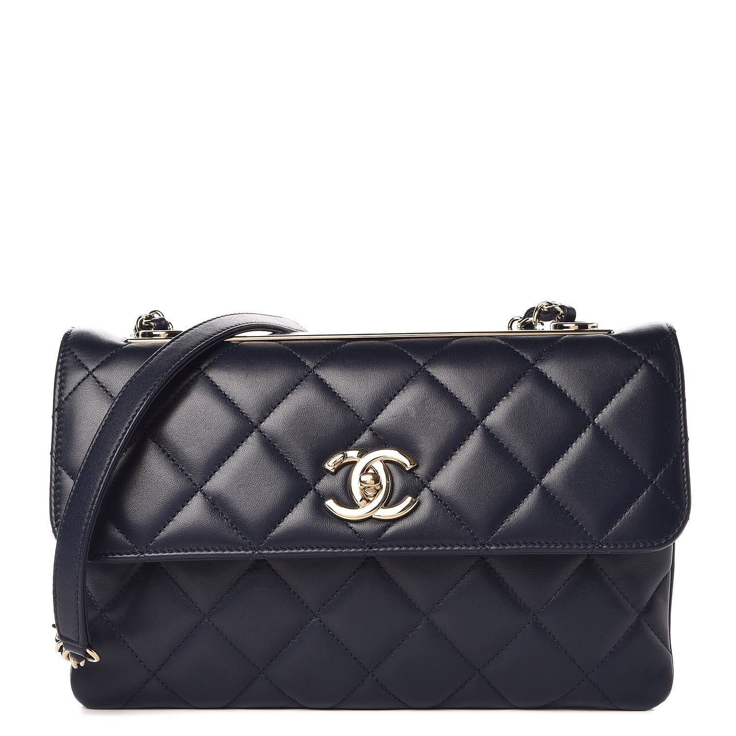Chanel Lambskin Quilted Medium Trendy CC Flap Navy Blue 1 of 8
