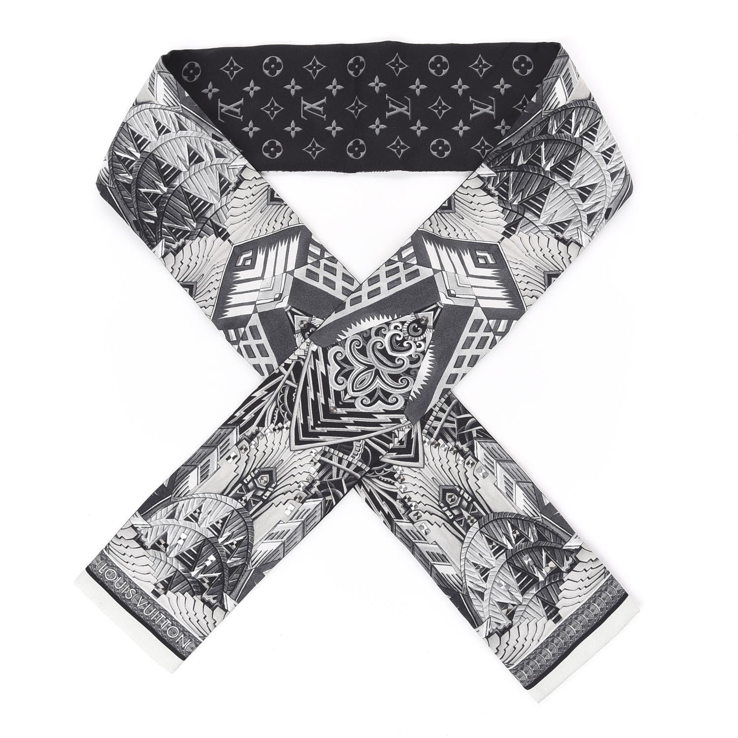 Louis Vuitton Silk Monogram Buildings Bandeau Black 1 of 2