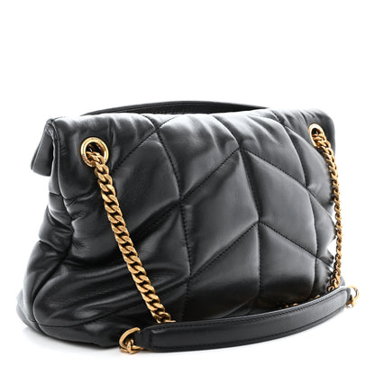 Saint Laurent Lambskin Quilted Small Loulou Puffer Monogram Chain Satchel Black 3 of 10
