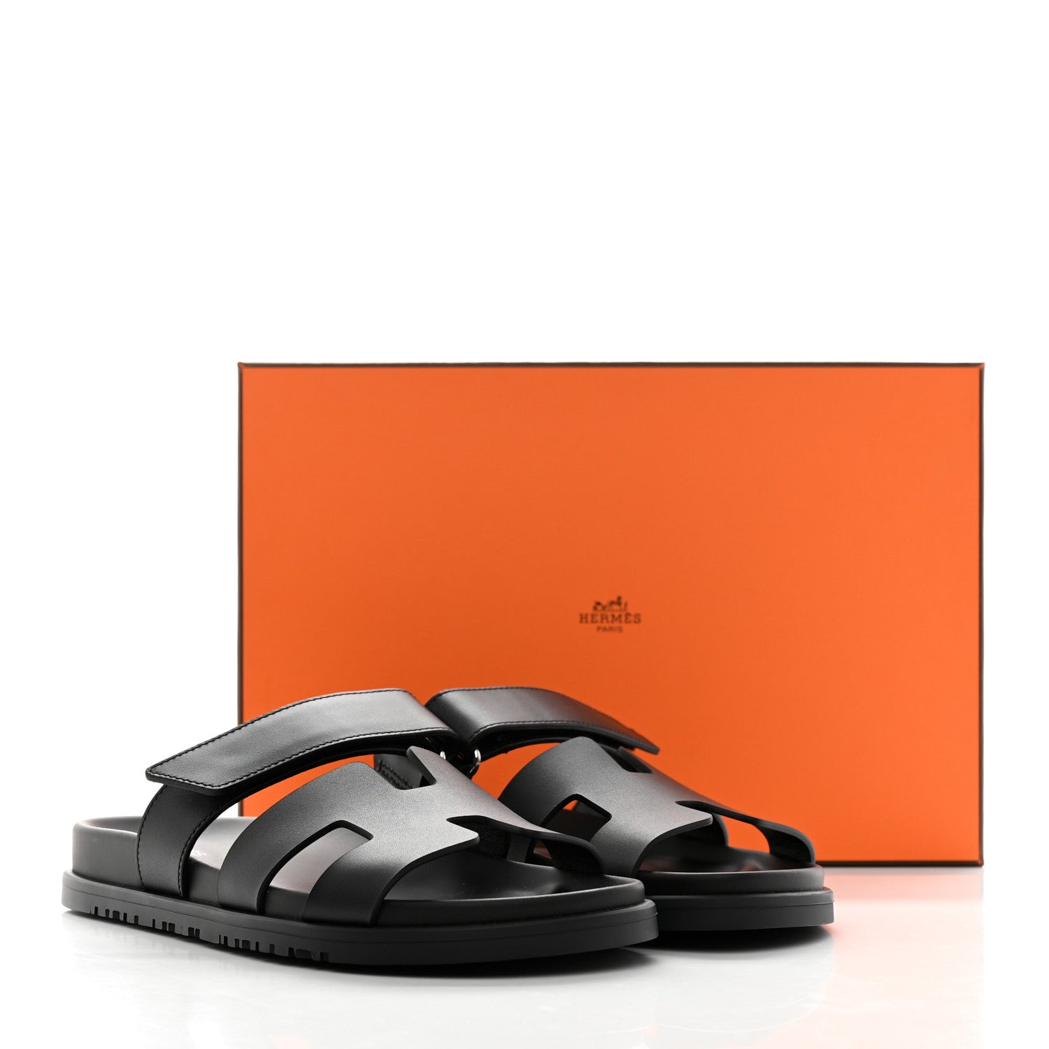 Hermes Calfskin Womens Chypre Sandals 38 Black 9 of 9