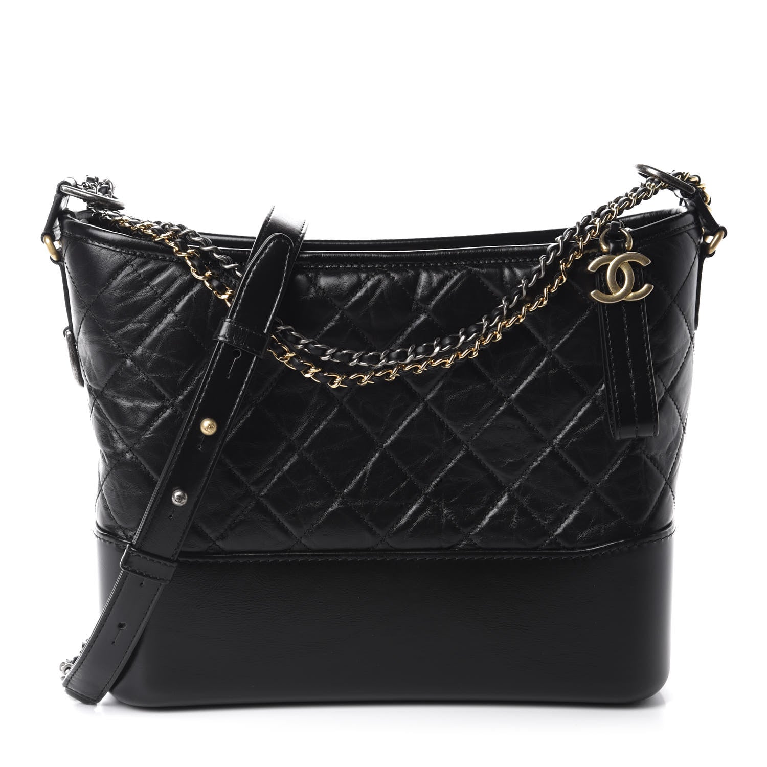 Chanel Aged Calfskin Quilted Medium Gabrielle Hobo Black 1 of 11