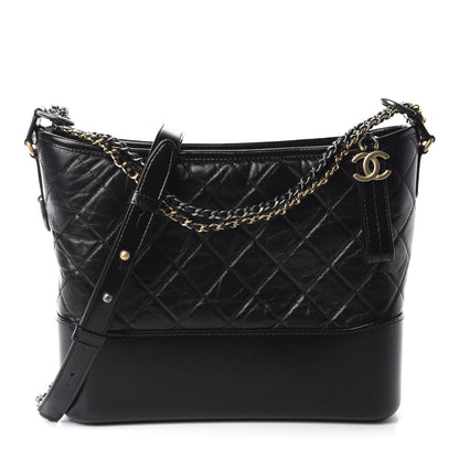 Chanel Aged Calfskin Quilted Medium Gabrielle Hobo Black 1 of 11