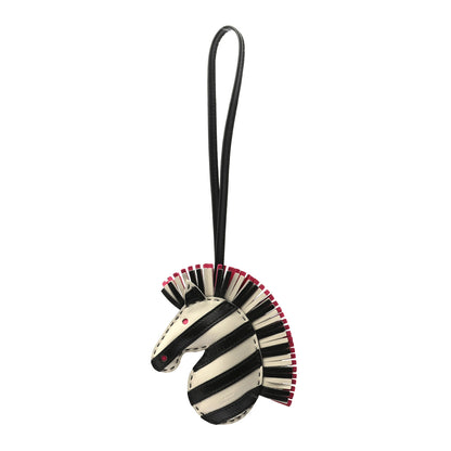 Hermes Milo Lambskin Geegee Savannah Bag Charm Craie Black Rose Mexico 1 of 3