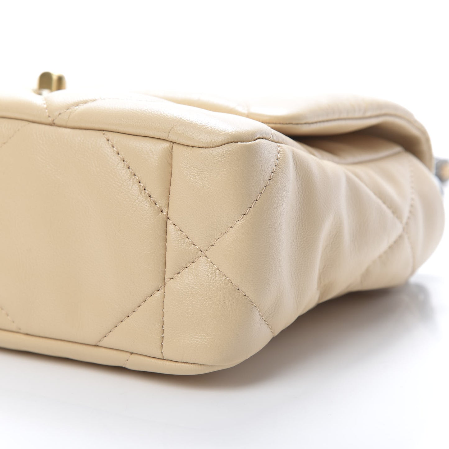 Goatskin Quilted Medium 19 Flap Beige