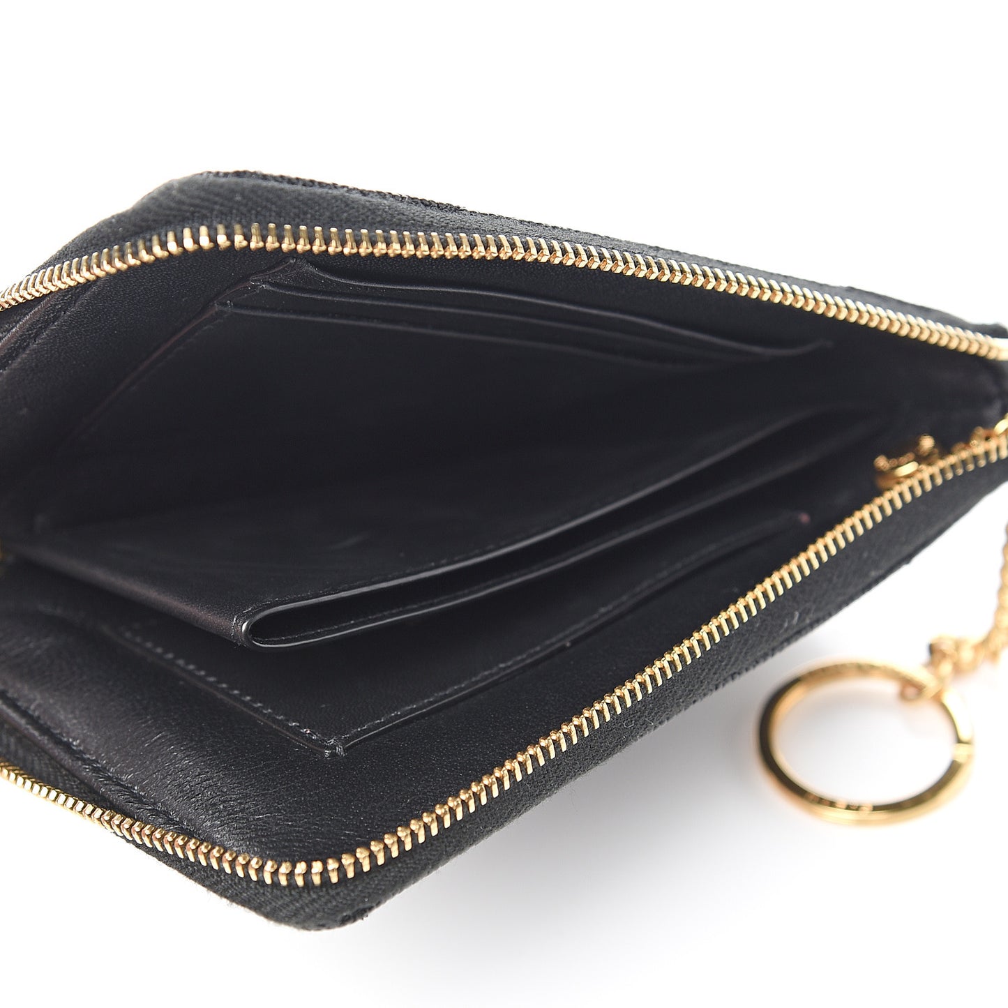 Grain de Poudre Matelasse Monogram Key Pouch Black