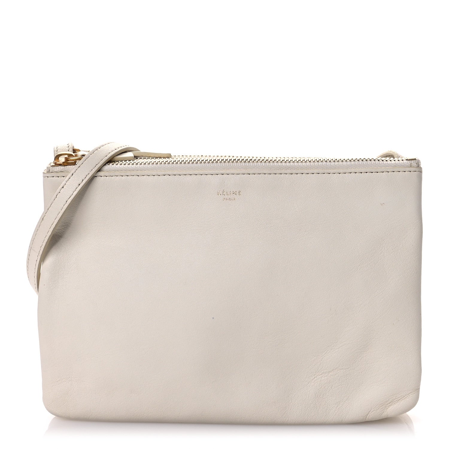 Celine Lambskin Small Trio Crossbody Bag White 1 of 11