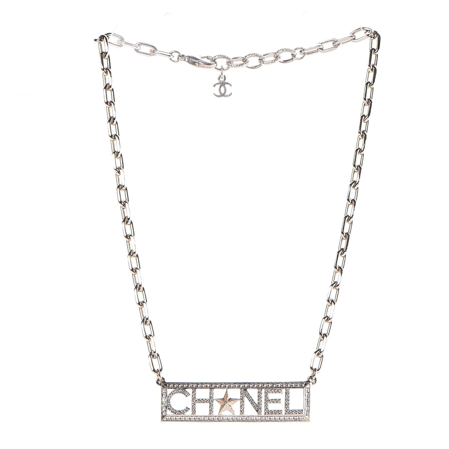 Chanel Crystal Chain Short Logo Necklace Gold 4 of 6