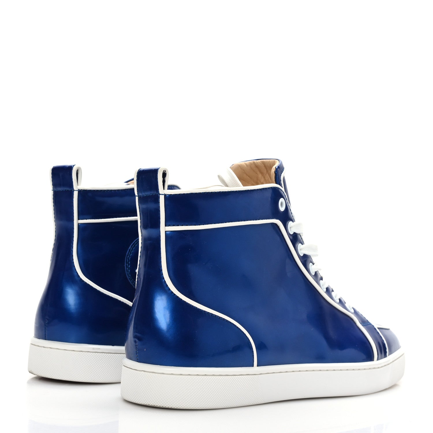 Christian Louboutin Glossy Patent Nappa Mens Rantus Orlato Flat Sneakers 44 Blue 4 of 7