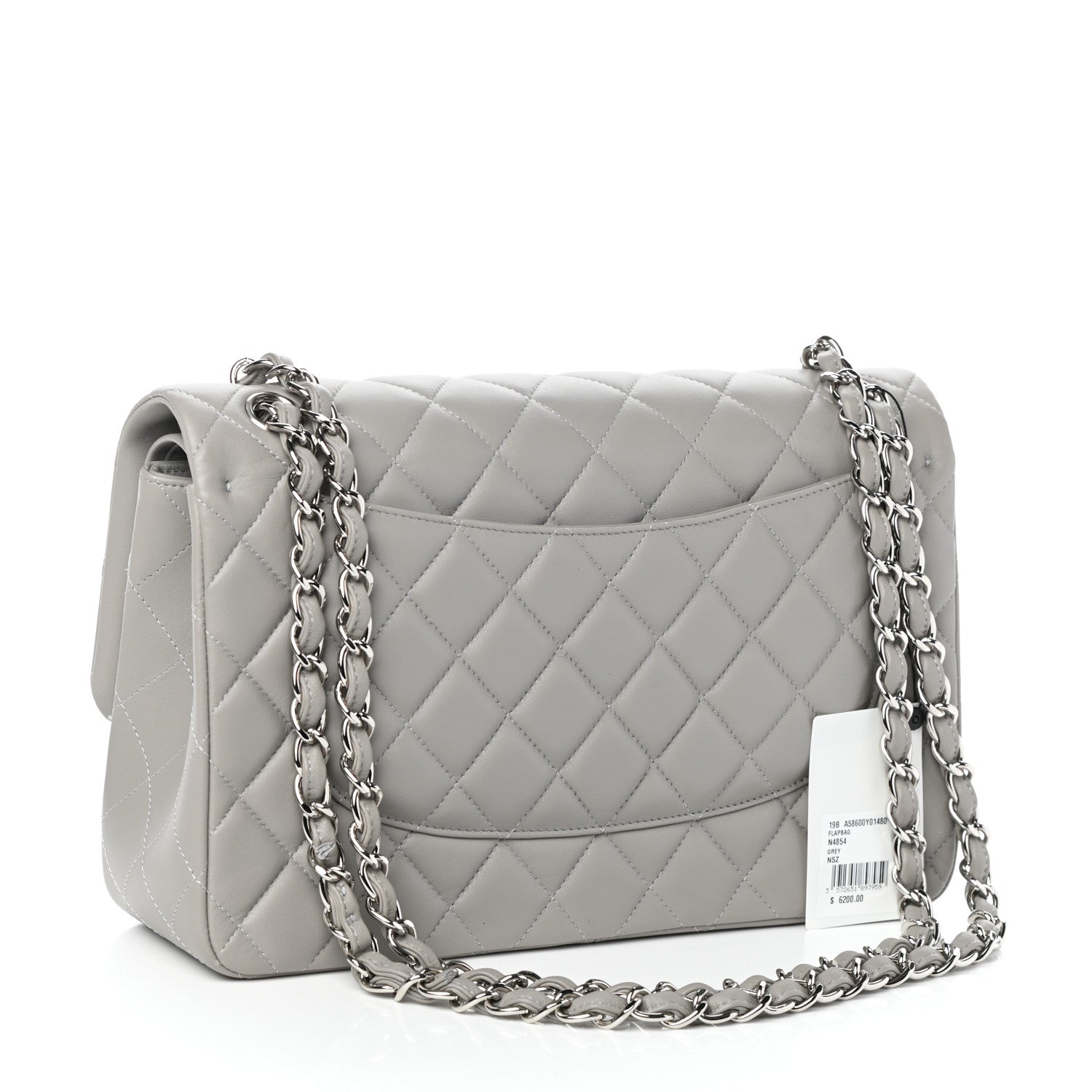 Chanel Lambskin Quilted Jumbo Double Flap Grey 3 of 10