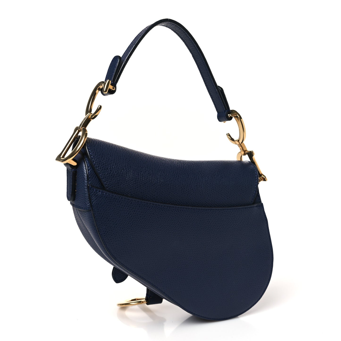 Grained Calfskin Mini Saddle Bag Navy