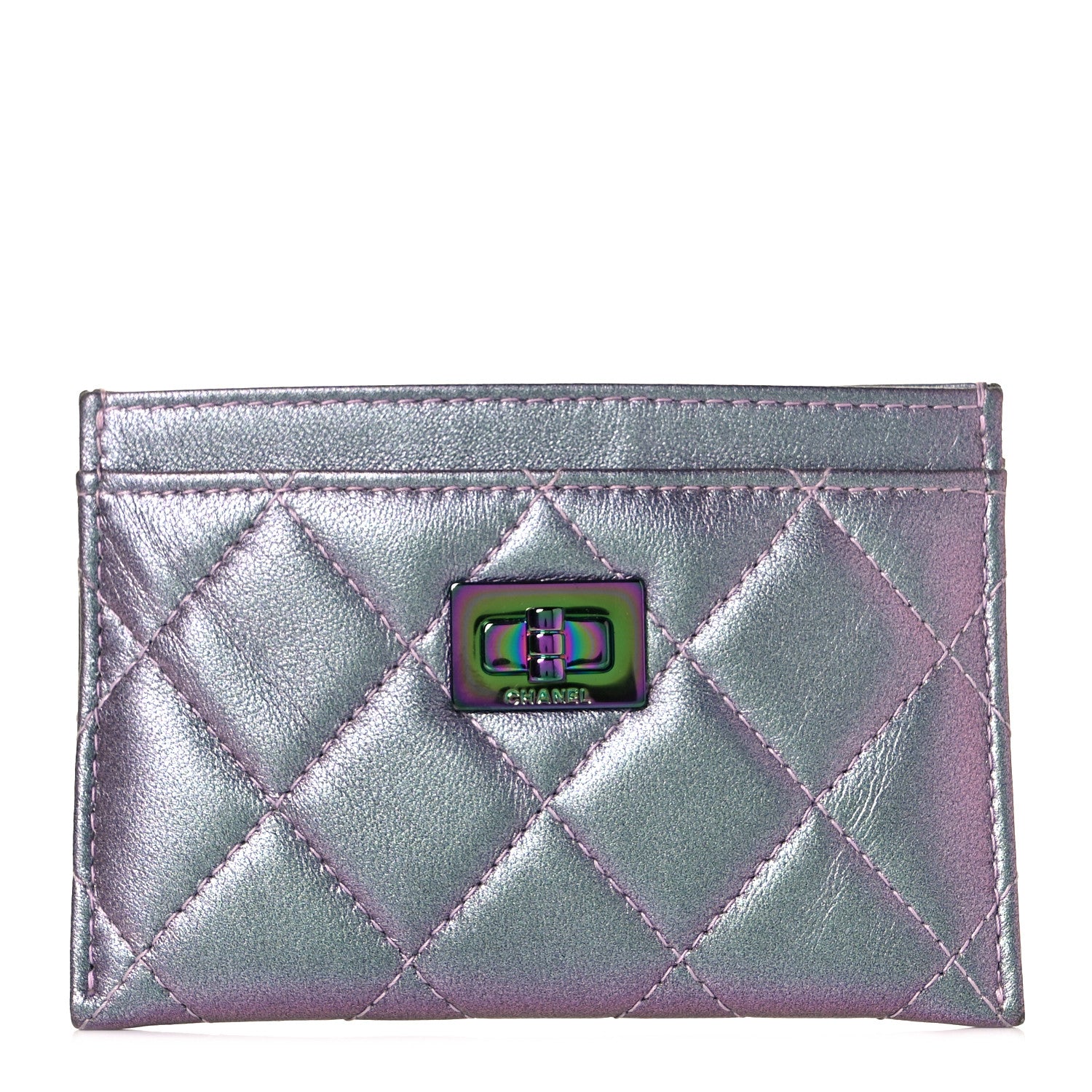 Chanel Iridescent Lambskin Quilted Reissue Card Holder Light Purple 1 of 11