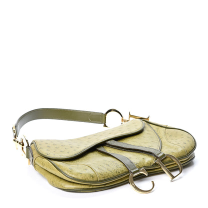Christian Dior Ostrich Double Saddle Bag Green 3 of 9