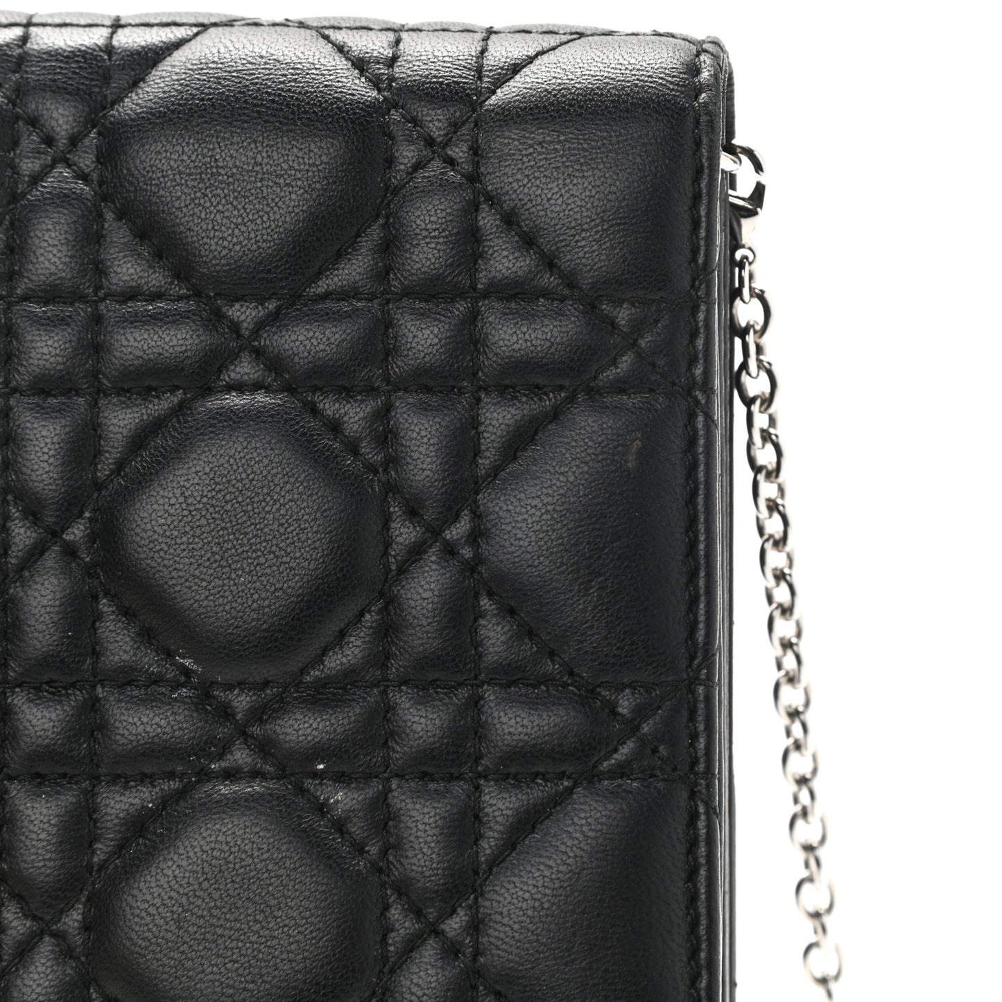 Lambskin Cannage Lady Dior Convertible Clutch Black
