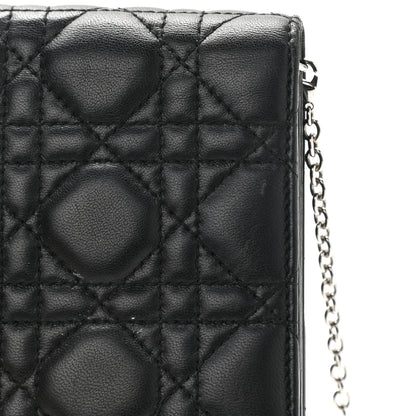 Christian Dior Lambskin Cannage Lady Dior Convertible Clutch Black 20 of 21
