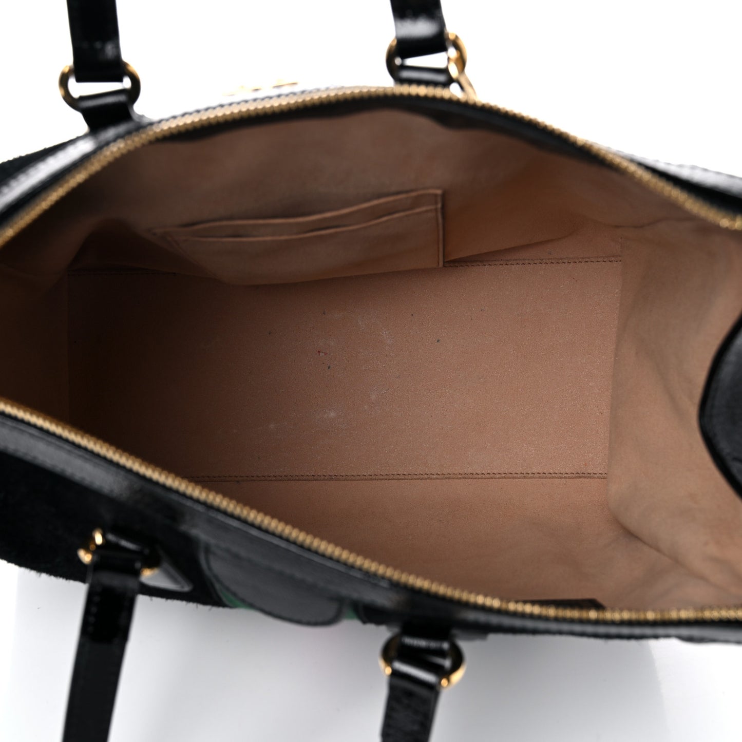 Suede Patent GG Web Medium Ophidia Tote Bag Black