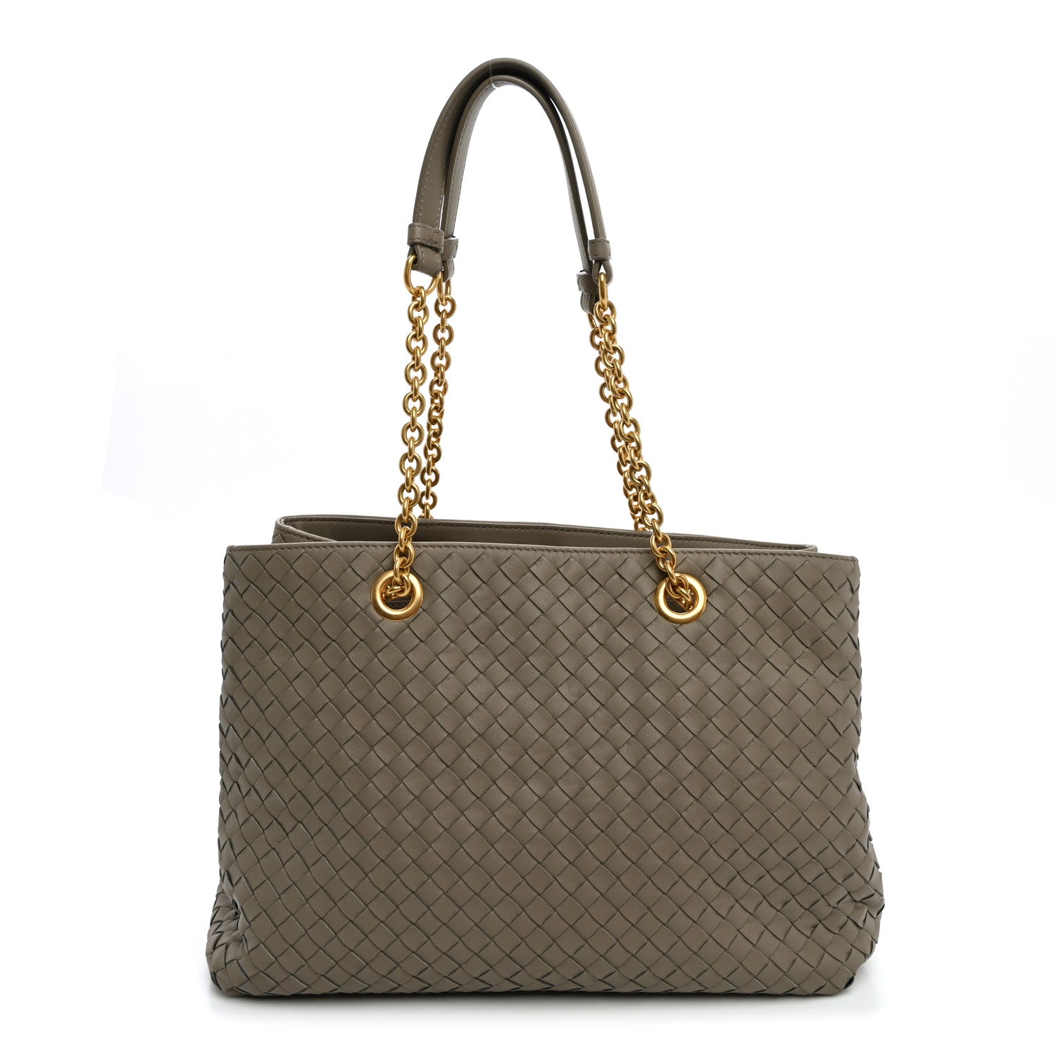 Bottega Veneta Nappa Intrecciato Medium Classic Chain Strap Tote Taupe Grey 1 of 11