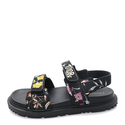 Christian Dior Technical Fabric Petites Fleurs Print Dioract Sandals 40 Black Multicolor 1 of 11