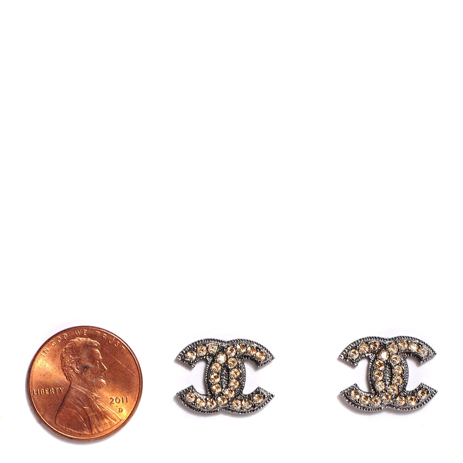 Chanel Crystal CC Earrings Ruthenium 2 of 5