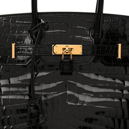 Hermes Shiny Niloticus Crocodile Birkin 30 Black 8 of 11