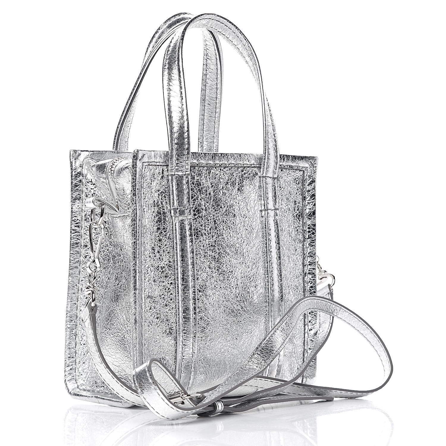Balenciaga Metallic Calfskin XXS Bazar Shopper Tote Silver Hardware 3 of 9