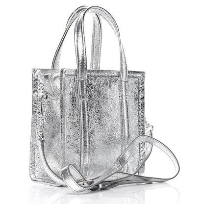 Balenciaga Metallic Calfskin XXS Bazar Shopper Tote Silver Hardware 3 of 9