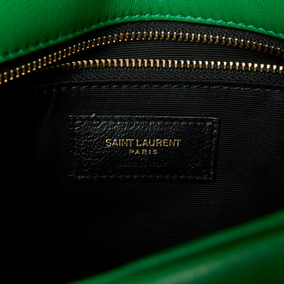 Saint Laurent Lambskin Quilted Small Loulou Puffer Monogram Chain Satchel New Vert 7 of 11