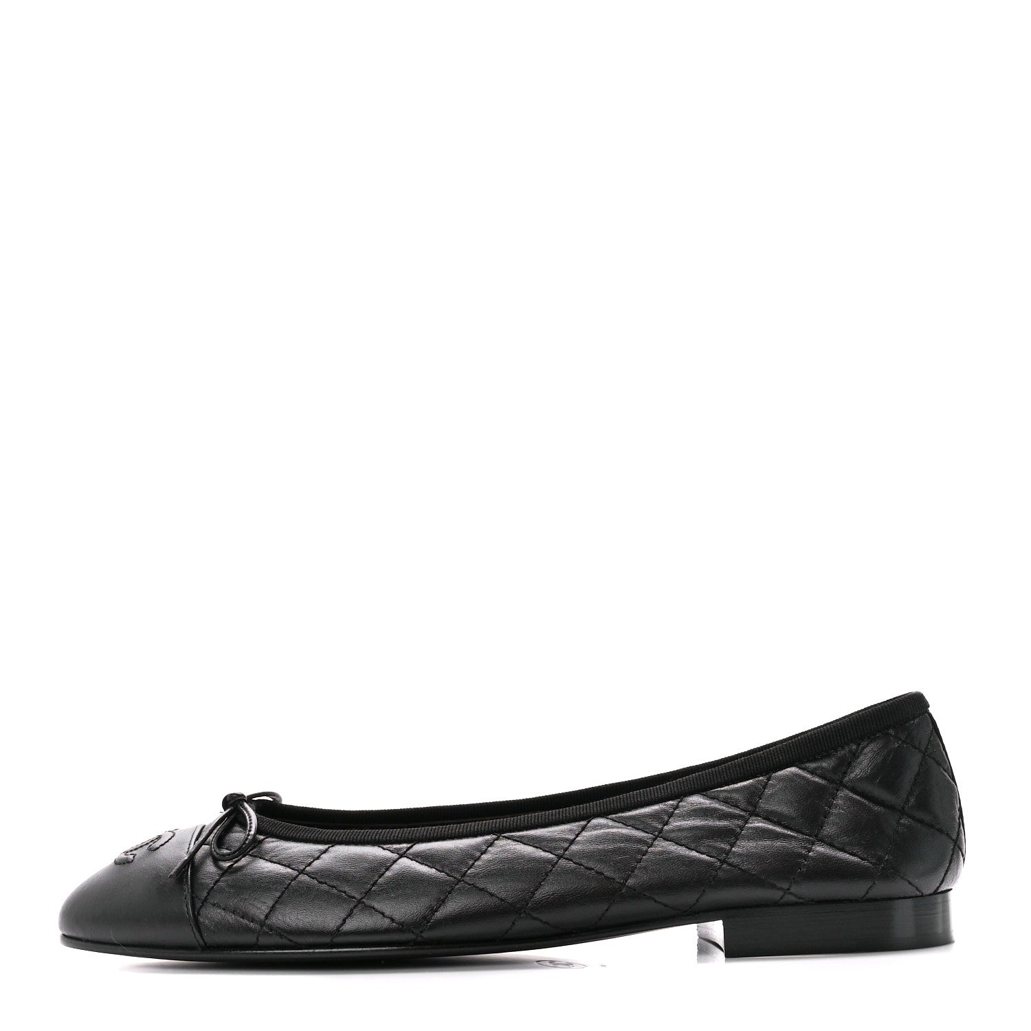 Chanel Aged Calfskin Quilted CC Cap Toe Ballerina Flats 40 Black 1 of 10