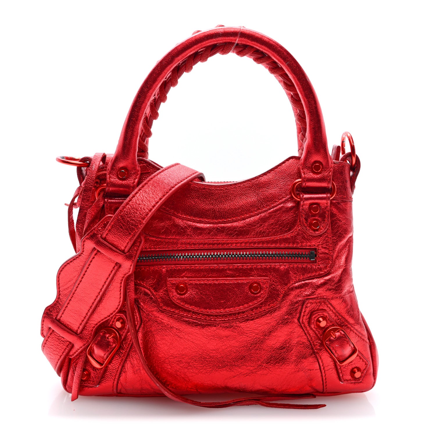 Balenciaga Metallic Chevre Classic Hardware Mini Classique First Red 1 of 9