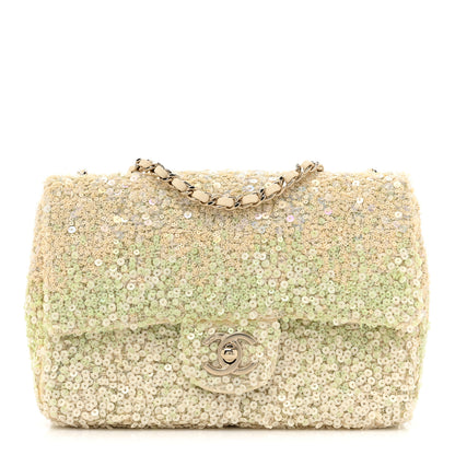 Chanel Shaded Sequin Mini Flap Light Green White Ecru 1 of 10