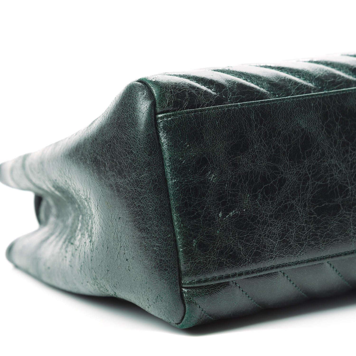 Chanel CHANE Glazed Calfskin Chevron Quilted Large Hampton Flap Dark Green 11 of 11