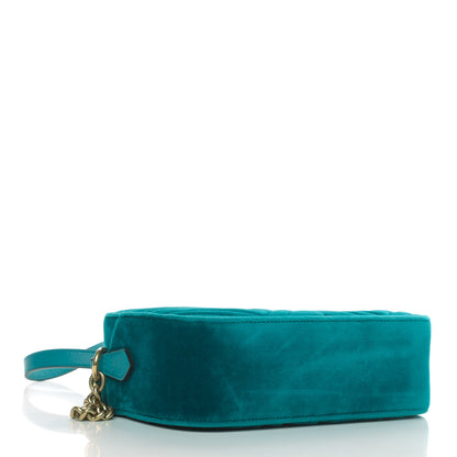 Gucci Velvet Matelasse Small GG Marmont Chain Shoulder Bag Pavone Cyan 3 of 4