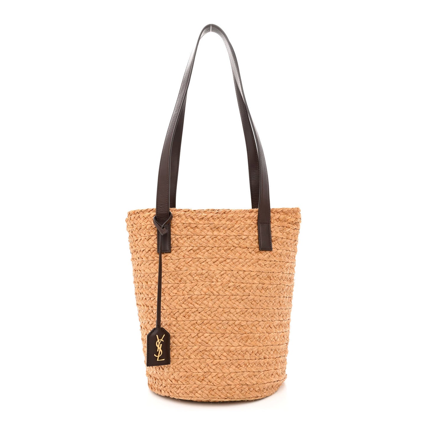 Raffia Calfskin Small Panier Tote Naturale Nut