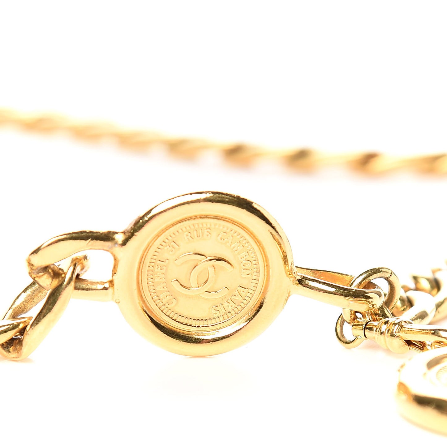 Metal Chain CC Medallion Belt Gold