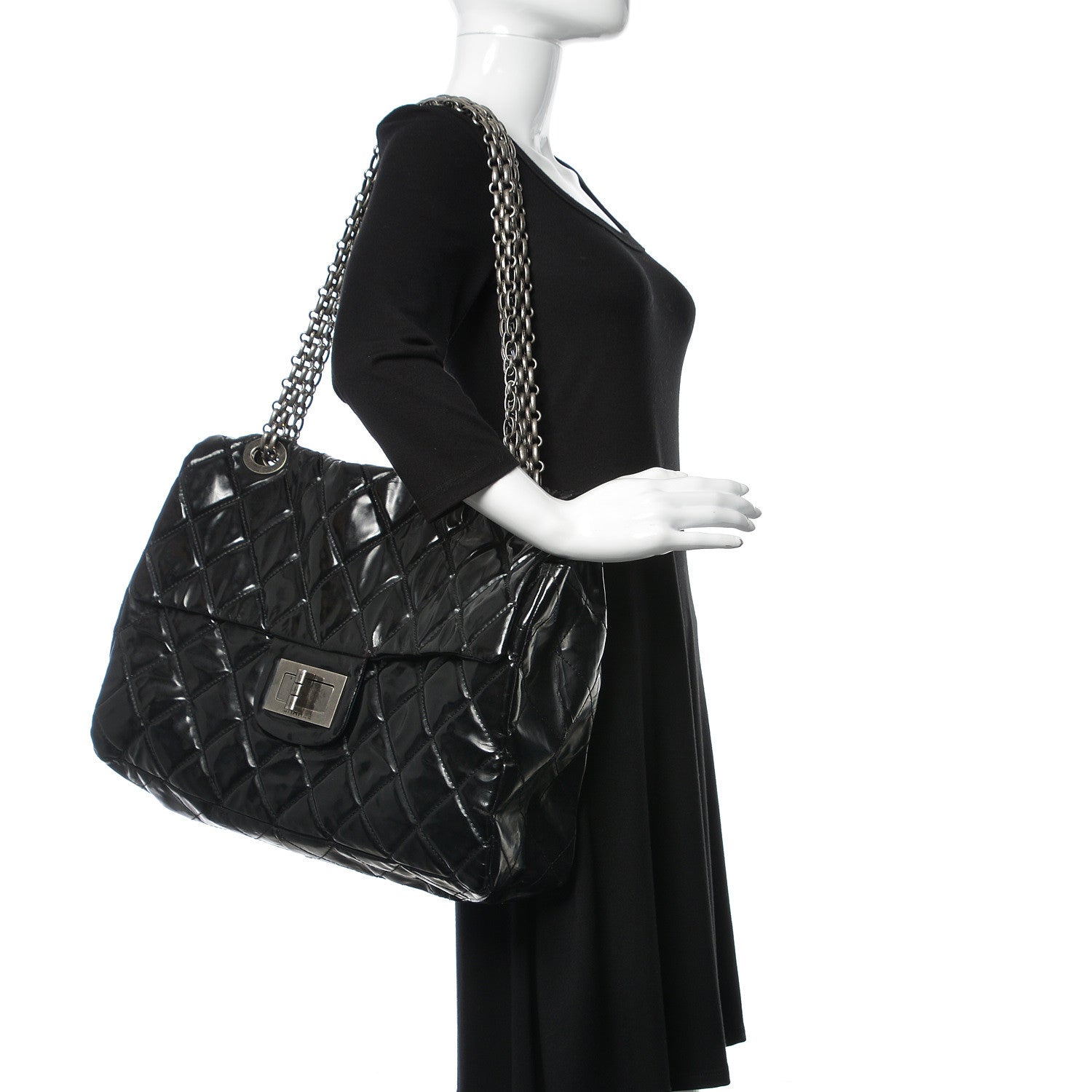 Chanel Vinyl Quilted XXL Reissue Flap Black 2 of 20
