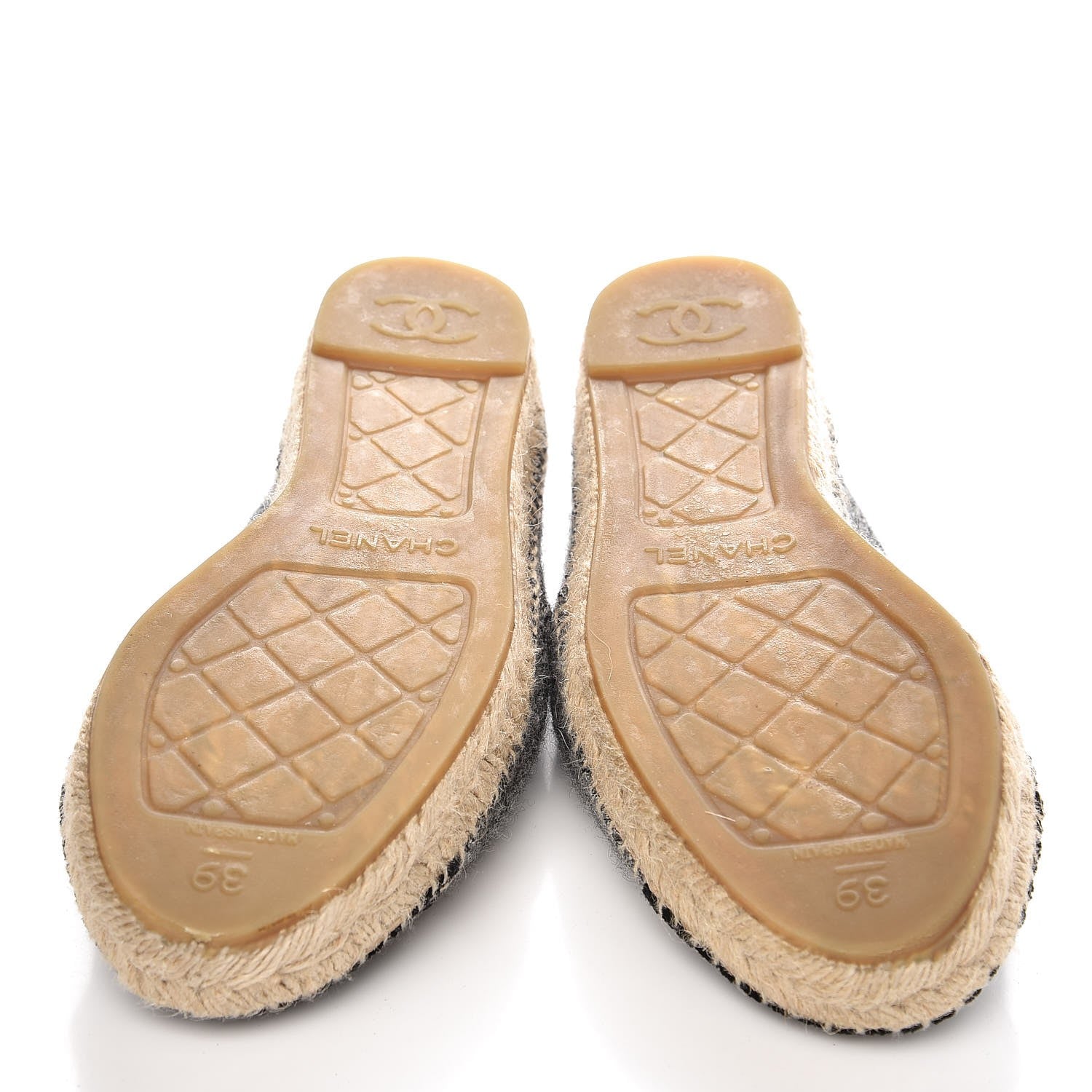Chanel Tweed Velvet CC Espadrilles 39 Grey Black 5 of 9